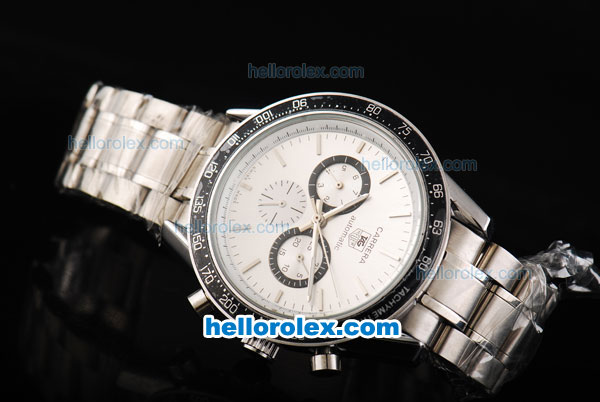 Tag Heuer Carrera Automatic Movement Full Steel with Black Bezel-White Dial and Silver Stick Markers - Click Image to Close